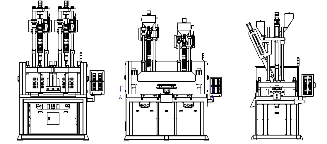 two color material vertical injection molding machine